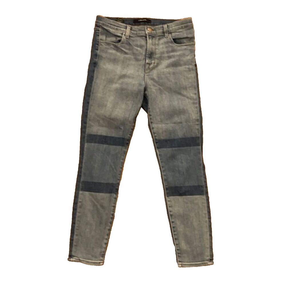 J Brand Alana High Rise Crop Jeans Womens 29 Blue Striped Multi Wash Denim
